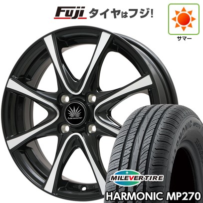 【新品 軽自動車】N-BOX タント スペーシア 夏タイヤ ホイール4本セット 155/65R14 ミレバー ハーモニック MP270(限定) プレミックス アマルフィV Jr(ブラックポリッシュ) 14インチ