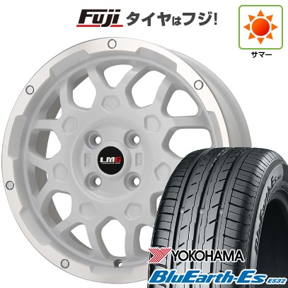 【新品 軽自動車】N-BOX タント スペーシア 夏タイヤ ホイール4本セット 165/55R15 ヨコハマ ブルーアース ES32 レアマイスター LMG MS-9W ホワイトリムポリッシュ 15インチ