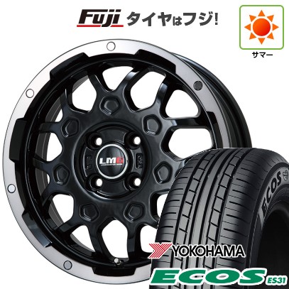 【新品 軽自動車】N-BOX タント スペーシア 夏タイヤ ホイール4本セット 165/55R15 ヨコハマ エコス ES31 レアマイスター LMG MS-9W ブラック/ブラッククリアリム 15インチ