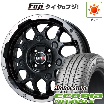 【新品 軽自動車】N-BOX タント スペーシア 夏タイヤ ホイール4本セット 165/55R15 ブリヂストン エコピア NH200 C レアマイスター LMG MS-9W ブラック/ブラッククリアリム 15インチ