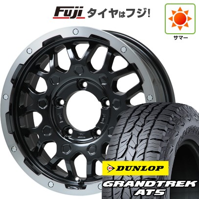 【新品】ジムニー 夏タイヤ ホイール4本セット 175/80R16 ダンロップ グラントレック AT5 レアマイスター LMG MS-9W ブラック/ブラッククリアリム 16インチ