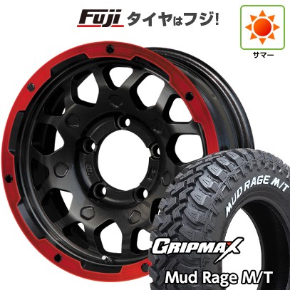 【新品】ジムニーシエラ 夏タイヤ ホイール4本セット 195/80R15 グリップマックス マッドレイジM/T RWL(限定) レアマイスター LMG MS-9W マットブラックレッドリム 15インチ