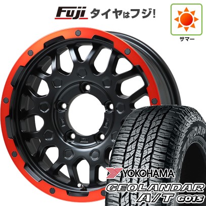 【新品】ジムニー 夏タイヤ ホイール4本セット 185/85R16 ヨコハマ ジオランダー A/T G015 WL/RBL レアマイスター LMG MS-9W マットブラックレッドリム 16インチ