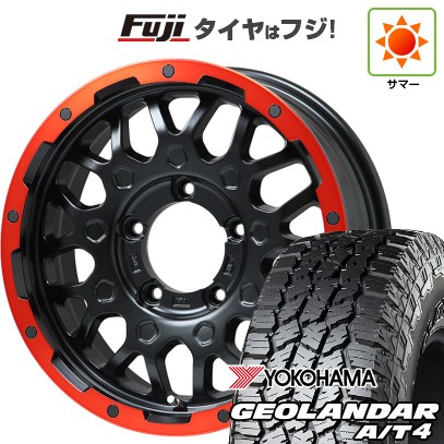 【新品】ジムニー 夏タイヤ ホイール4本セット 185/85R16 ヨコハマ ジオランダー A/T4 G018 WL/RBL レアマイスター LMG MS-9W マットブラックレッドリム 16インチ