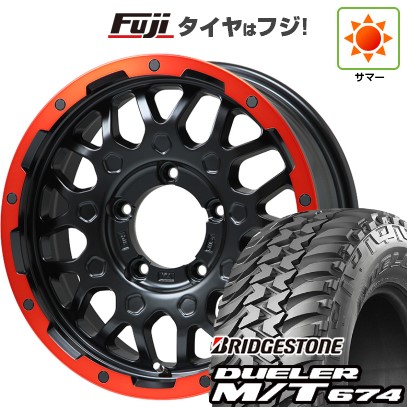 【新品】ジムニー 夏タイヤ ホイール4本セット 185/85R16 ブリヂストン デューラー M/T674 レアマイスター LMG MS-9W マットブラックレッドリム 16インチ