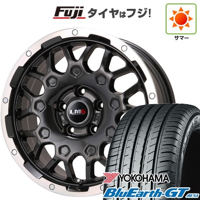 【新品】フリード 5穴/114 夏タイヤ ホイール4本セット 195/55R16 ヨコハマ ブルーアース GT AE51 レアマイスター LMG MS-9W ブラック/ブラッククリアリム 16インチ