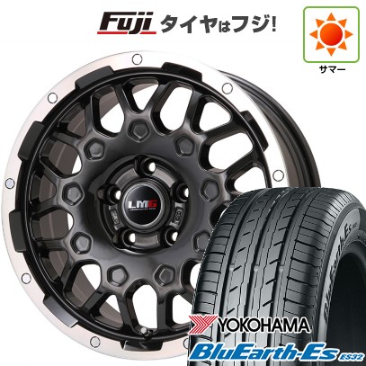 【新品】フリード 5穴/114 夏タイヤ ホイール4本セット 195/55R16 ヨコハマ ブルーアース ES32 レアマイスター LMG MS-9W ブラック/ブラッククリアリム 16インチ