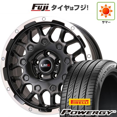 【新品】フリード 5穴/114 夏タイヤ ホイール4本セット 195/55R16 ピレリ パワジー レアマイスター LMG MS-9W ブラック/ブラッククリアリム 16インチ