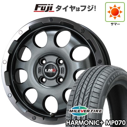【新品 軽自動車】N-BOX タント スペーシア 夏タイヤ ホイール4本セット 165/55R15 ミレバー ハーモニック プラス MP070(限定) レアマイスター LMG CS-9 ガンメタリムポリッシュ 15インチ