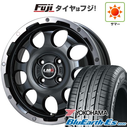 【新品 軽自動車】N-BOX タント スペーシア 夏タイヤ ホイール4本セット 155/65R14 ヨコハマ ブルーアース ES32 レアマイスター LMG CS-9 ブラック/ブラッククリアリム 14インチ