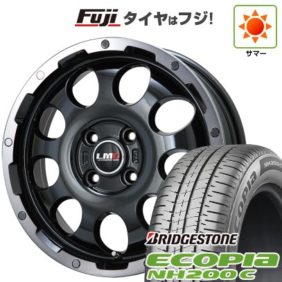 【新品 軽自動車】N-BOX タント スペーシア 夏タイヤ ホイール4本セット 155/65R14 ブリヂストン エコピア NH200 C レアマイスター LMG CS-9 ブラック/ブラッククリアリム 14インチ