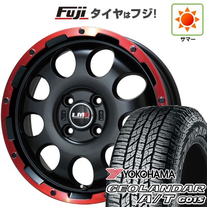 【新品 軽自動車】N-BOX タント スペーシア 夏タイヤ ホイール4本セット 165/55R15 ヨコハマ ジオランダー A/T G015 RBL レアマイスター LMG CS-9 マットブラック/レッドリム 15インチ