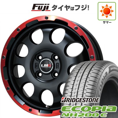 【新品 軽自動車】N-BOX タント スペーシア 夏タイヤ ホイール4本セット 155/65R14 ブリヂストン エコピア NH200 C レアマイスター LMG CS-9 マットブラック/レッドリム 14インチ