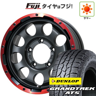 【新品】ジムニーシエラ 夏タイヤ ホイール4本セット 195/80R15 ダンロップ グラントレック AT5 レアマイスター LMG CS-9 マットブラック/レッドリム 15インチ