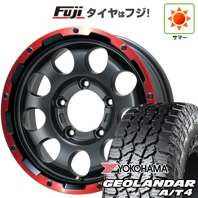 【新品】ジムニーシエラ 夏タイヤ ホイール４本セット 215/75R15 ヨコハマ ジオランダー A/T4 G018 RBL レアマイスター LMG CS-9 マットブラック/レッドリム 15インチ
