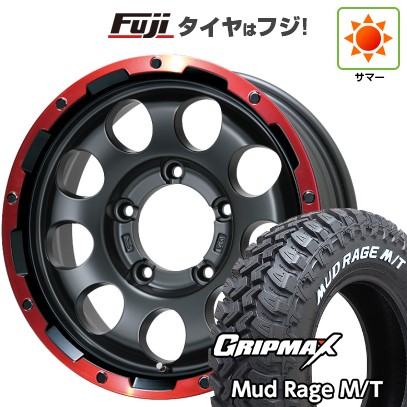 【新品】ジムニーシエラ 夏タイヤ ホイール4本セット 195/80R15 グリップマックス マッドレイジM/T RWL(限定) レアマイスター LMG CS-9 マットブラック/レッドリム 15インチ