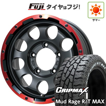 【新品】ジムニー 夏タイヤ ホイール4本セット 185/85R16 グリップマックス マッドレイジR/T MAX RWL(限定) レアマイスター LMG CS-9 マットブラック/レッドリム 16インチ