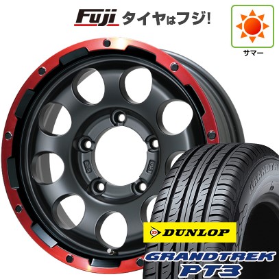 【新品】ジムニーシエラ 夏タイヤ ホイール4本セット 215/70R16 ダンロップ グラントレック PT3 レアマイスター LMG CS-9 マットブラック/レッドリム 16インチ