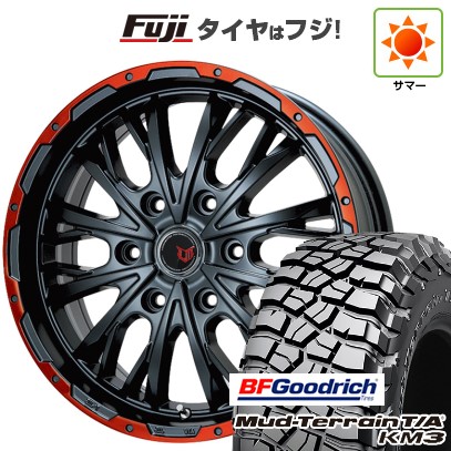 プラド/ハイラックス 夏タイヤ ホイール4本セット 265/70R17 BFグッドリッチ マッドテレーンT/A KM3 レアマイスター LMG ヴァスティア(グロスブラック/レッドリム) 17インチ
