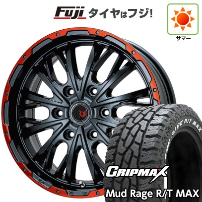 プラド/ハイラックス 夏タイヤ ホイール４本セット 265/70R17 グリップマックス マッドレイジR/T MAX RWL(限定) レアマイスター LMG ヴァスティア(グロスブラック/レッドリム) 17インチ