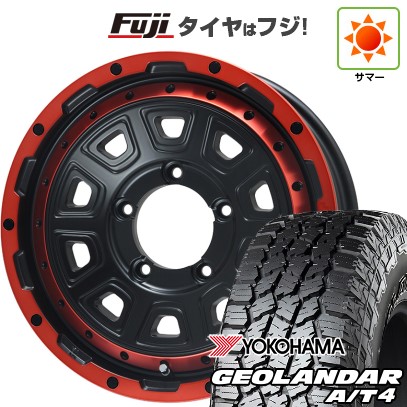 【新品】ジムニー 夏タイヤ ホイール4本セット 185/85R16 ヨコハマ ジオランダー A/T4 G018 WL/RBL レアマイスター LMG DS-10 マットブラック/レッドリム 16インチ