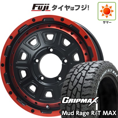 【新品】ジムニー 夏タイヤ ホイール4本セット 185/85R16 グリップマックス マッドレイジR/T MAX RWL(限定) レアマイスター LMG DS-10 マットブラック/レッドリム 16インチ