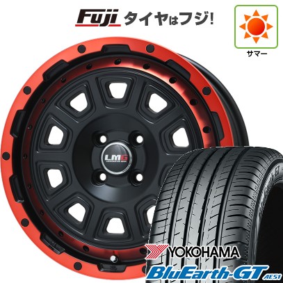 【新品】ライズ/ロッキー(ガソリン) 夏タイヤ ホイール4本セット 195/60R17 ヨコハマ ブルーアース GT AE51 レアマイスター LMG DS-10 マットブラック/レッドリム 17インチ
