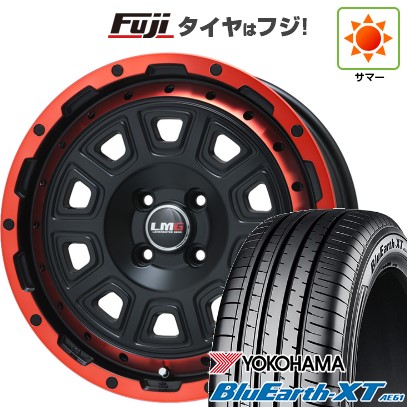 【新品】ライズ/ロッキー（ガソリン） 夏タイヤ ホイール4本セット 195/60R17 ヨコハマ ブルーアース XT AE61 レアマイスター LMG DS-10 マットブラック/レッドリム 17インチ