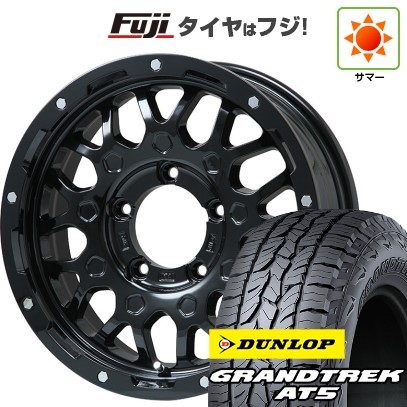 【新品】ジムニー 夏タイヤ ホイール4本セット 175/80R16 ダンロップ グラントレック AT5 レアマイスター LMG MS-9W グロスブラック 16インチ