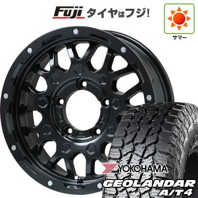 【新品】ジムニー 夏タイヤ ホイール4本セット 185/85R16 ヨコハマ ジオランダー A/T4 G018 WL/RBL レアマイスター LMG MS-9W グロスブラック 16インチ