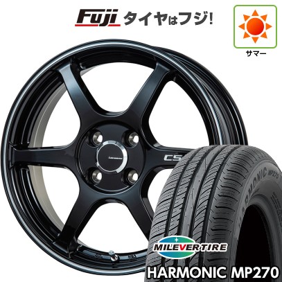 【新品 軽自動車】N-BOX タント スペーシア 夏タイヤ ホイール4本セット 155/65R14 ミレバー ハーモニック MP270(限定) レアマイスター CS-V6(グロスブラック/ラインポリッシュ) 14インチ