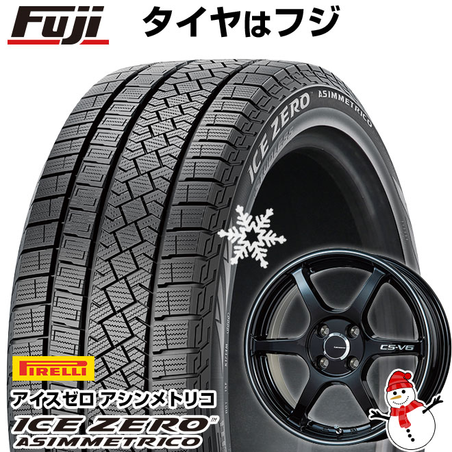 【新品】60系プリウス スタッドレスタイヤ ホイール4本セット 195/60R17 ピレリ ウィンター アイスゼロアシンメトリコ レアマイスター CS-V6(グロスブラック/ラインポリッシュ) 17インチ(送料無料)