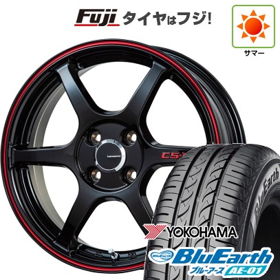 【新品 軽自動車】N-BOX タント スペーシア 夏タイヤ ホイール4本セット 155/65R14 ヨコハマ ブルーアース AE-01 レアマイスター CS-V6(グロスブラック/レッドライン) 14インチ