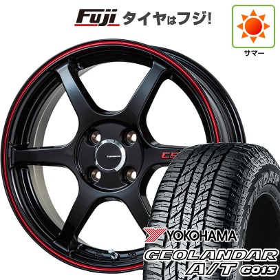 【新品 軽自動車】N-BOX タント スペーシア 夏タイヤ ホイール4本セット 165/55R15 ヨコハマ ジオランダー A/T G015 RBL レアマイスター CS-V6(グロスブラック/レッドライン) 15インチ