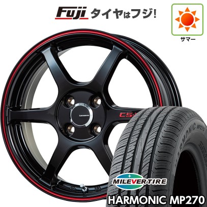 【新品 軽自動車】N-BOX タント スペーシア 夏タイヤ ホイール4本セット 155/65R14 ミレバー ハーモニック MP270(限定) レアマイスター CS-V6(グロスブラック/レッドライン) 14インチ