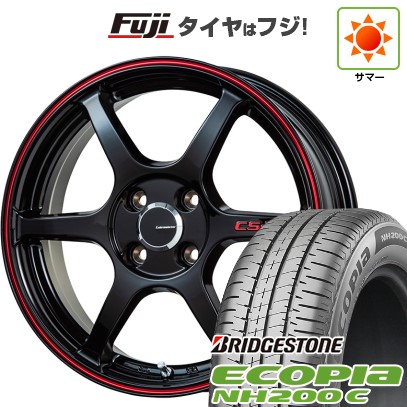 【新品 軽自動車】N-BOX タント スペーシア 夏タイヤ ホイール4本セット 165/55R15 ブリヂストン エコピア NH200 C レアマイスター CS-V6(グロスブラック/レッドライン) 15インチ