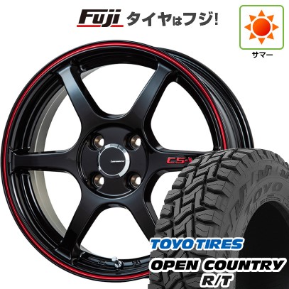 【新品 軽自動車】N-BOX タント スペーシア 夏タイヤ ホイール4本セット 155/65R14 トーヨー オープンカントリー R/T RBL レアマイスター CS-V6(グロスブラック/レッドライン) 14インチ