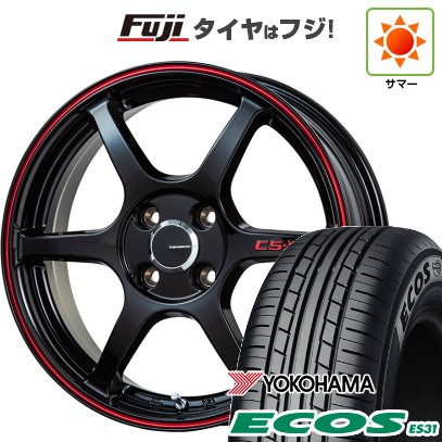 【新品 軽自動車】N-BOX タント スペーシア 夏タイヤ ホイール4本セット 165/55R15 ヨコハマ エコス ES31 レアマイスター CS-V6(グロスブラック/レッドライン) 15インチ
