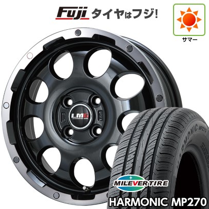 【新品 軽自動車】N-BOX タント スペーシア 夏タイヤ ホイール4本セット 155/65R14 ミレバー ハーモニック MP270(限定) レアマイスター LMG CS-9 ブラック/ブラッククリアリム 14インチ
