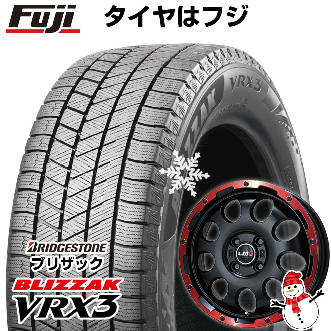 【新品 軽自動車】N-BOX タント スペーシア スタッドレスタイヤ ホイール4本セット 155/65R14 ブリヂストン ブリザック VRX3 レアマイスター LMG CS-9 マットブラック/レッドリム 14インチ(送料無料)