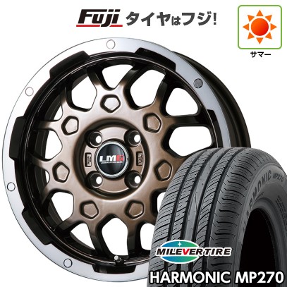 【新品 軽自動車】N-BOX タント スペーシア 夏タイヤ ホイール4本セット 155/65R14 ミレバー ハーモニック MP270(限定) レアマイスター LMG MS-9W ブロンズリムポリッシュ 14インチ