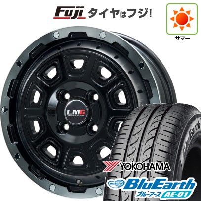 【新品 軽自動車】N-BOX タント スペーシア 夏タイヤ ホイール4本セット 155/65R14 ヨコハマ ブルーアース AE-01 レアマイスター LMG DS-10 ブラック/ブラッククリアリム 14インチ