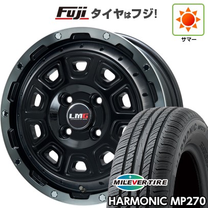 【新品 軽自動車】N-BOX タント スペーシア 夏タイヤ ホイール4本セット 155/65R14 ミレバー ハーモニック MP270(限定) レアマイスター LMG DS-10 ブラック/ブラッククリアリム 14インチ