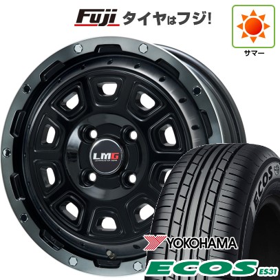 【新品 軽自動車】N-BOX タント スペーシア 夏タイヤ ホイール4本セット 165/55R15 ヨコハマ エコス ES31 レアマイスター LMG DS-10 ブラック/ブラッククリアリム 15インチ