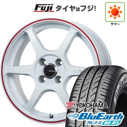 【新品 軽自動車】N-BOX タント スペーシア 夏タイヤ ホイール4本セット 165/55R15 ヨコハマ ブルーアース AE-01 レアマイスター CS-V6(ホワイト/レッドライン) 15インチ