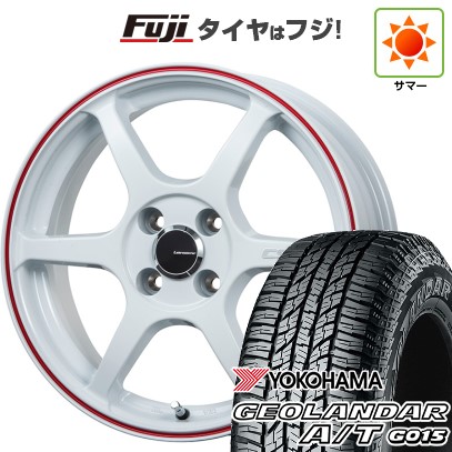 【新品 軽自動車】N-BOX タント スペーシア 夏タイヤ ホイール4本セット 165/55R15 ヨコハマ ジオランダー A/T G015 RBL レアマイスター CS-V6(ホワイト/レッドライン) 15インチ