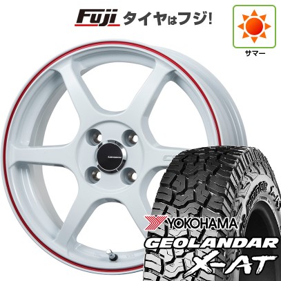 【新品 軽自動車】N-BOX タント スペーシア 夏タイヤ ホイール4本セット 155/65R14 ヨコハマ ジオランダー X-AT G016 レアマイスター CS-V6(ホワイト/レッドライン) 14インチ