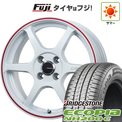 【新品 軽自動車】N-BOX タント スペーシア 夏タイヤ ホイール4本セット 165/55R15 ブリヂストン エコピア NH200 C レアマイスター CS-V6(ホワイト/レッドライン) 15インチ