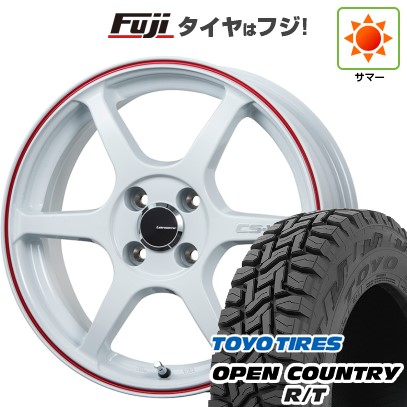【新品 軽自動車】N-BOX タント スペーシア 夏タイヤ ホイール4本セット 155/65R14 トーヨー オープンカントリー R/T RBL レアマイスター CS-V6(ホワイト/レッドライン) 14インチ