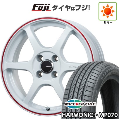 【新品 軽自動車】N-BOX タント スペーシア 夏タイヤ ホイール4本セット 165/55R15 ミレバー ハーモニック プラス MP070(限定) レアマイスター CS-V6(ホワイト/レッドライン) 15インチ